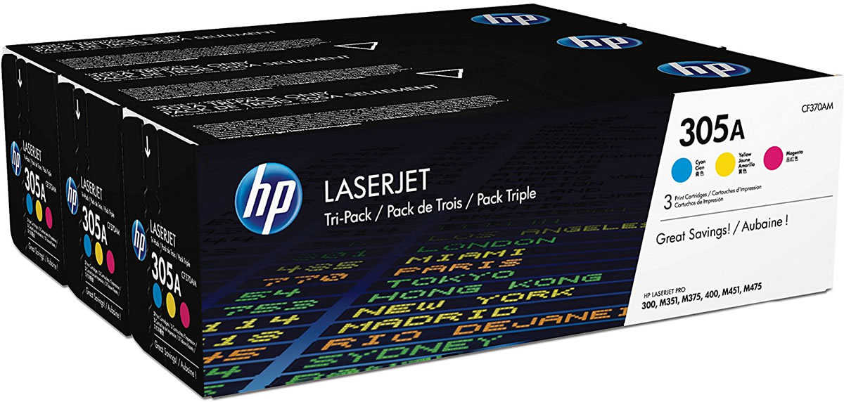 HP  CF370AM (305A) CAMGOBEGI/MACENTA/SARI 3 LU PAKET TONER 2.600 SAYFA