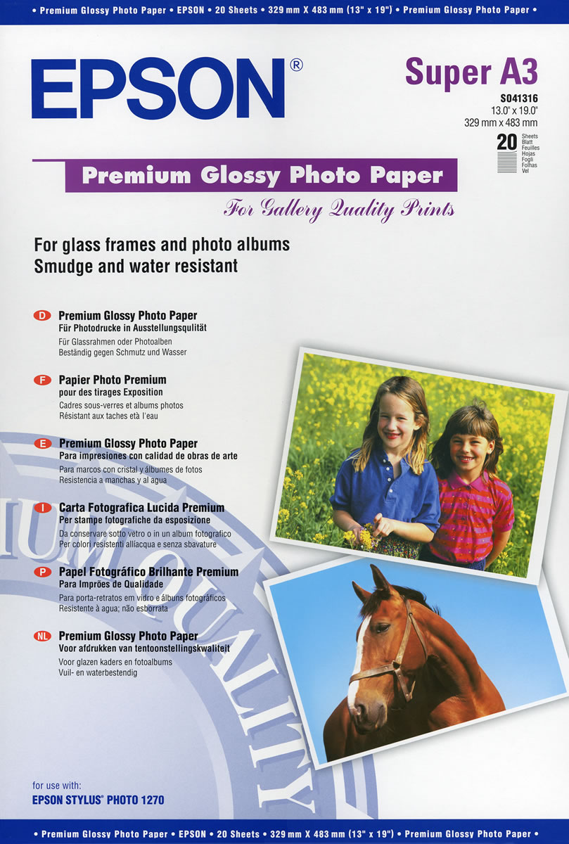 EPSON C13S041316 A3+ PREMIUM GLOSSY PHOTO PAPER-20SF