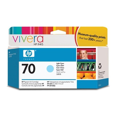 HP C9390A  70 130ml Light Cyan Ink Cartridge with Vivera Ink Resim-1