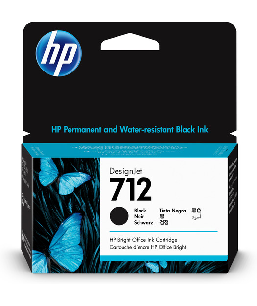HP 3ED70A 712 38-ml Black DesignJet Ink 3ED70A