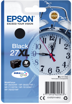 EPSON C13T27114012 SİNGLEPACK BLACK 27XL DURABRİTE ULTRA INK 17 7ml WF3620DWF WF7110DTW WF7610DWF
