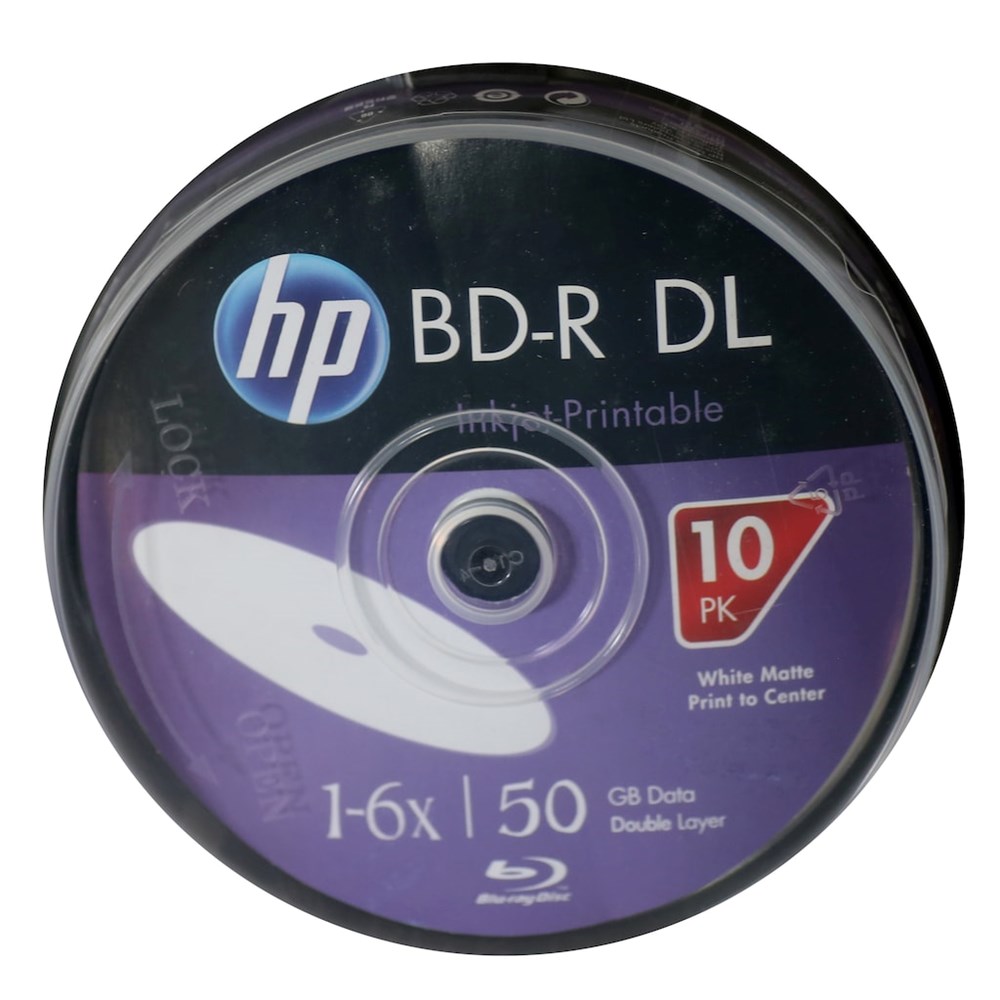 HP Blu-Ray BD-R 6x50GB 10'lu Cake Box Printable