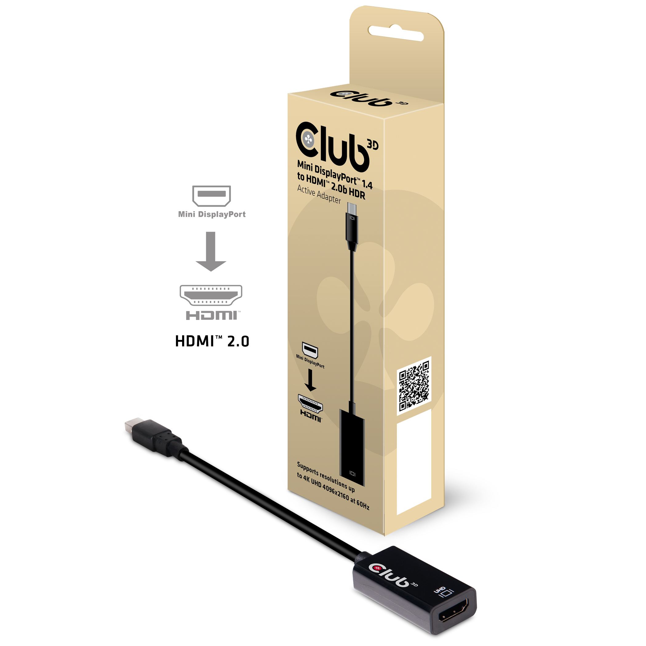 CLUB3D Mini DisplayPort 1.4-HDMI 2.0b HDR CAC-1180