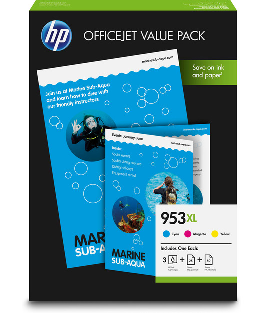 HP 1CC21AE CMY Mürekkep Kartuş (953XL) + Office Value Pack A4 75 sayfa 1CC21AE