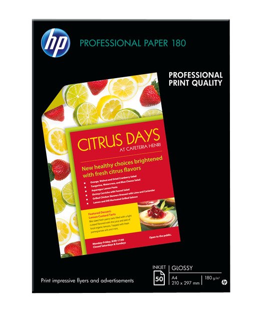 HP C6818A Profesyonel Parlak Inkjet Kağıdı, 50 yaprak/A4/210 x 297 mm C6818A